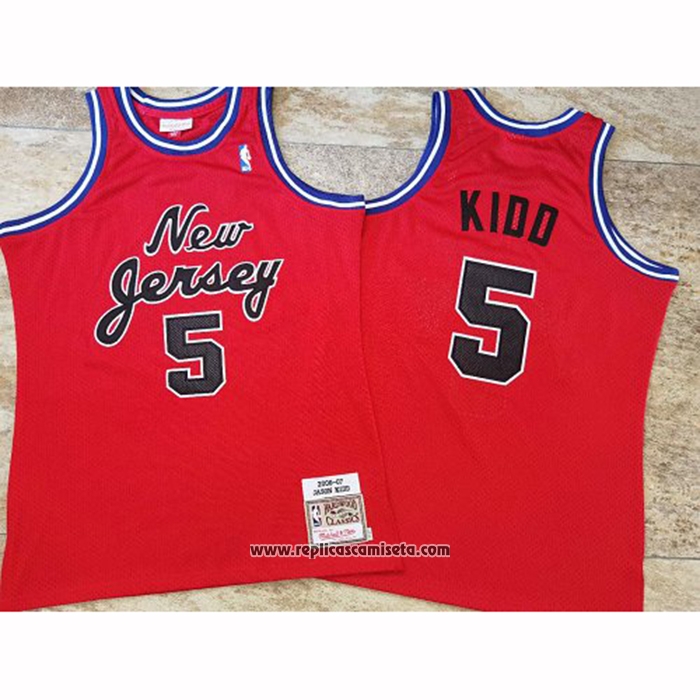 Camiseta Brooklyn Nets Jason Kidd #5 Hardwood Classic Throwback Rojo